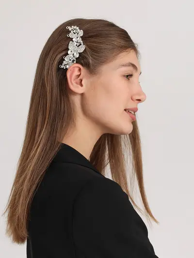 Заколка-бабочки с кристаллами